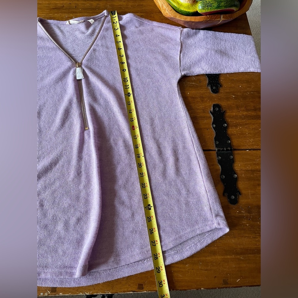 Soft Surroundings Lavender Purple V-Neck Sweater Relaxed Fit with Zipper Closure - Picture 5 of 6